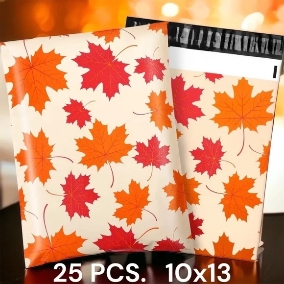 25 10X13 Poly Mailers Maple Fall Leaves Shipping Envelopes Bags PRICE IS FIRM - Picture 4 of 10
